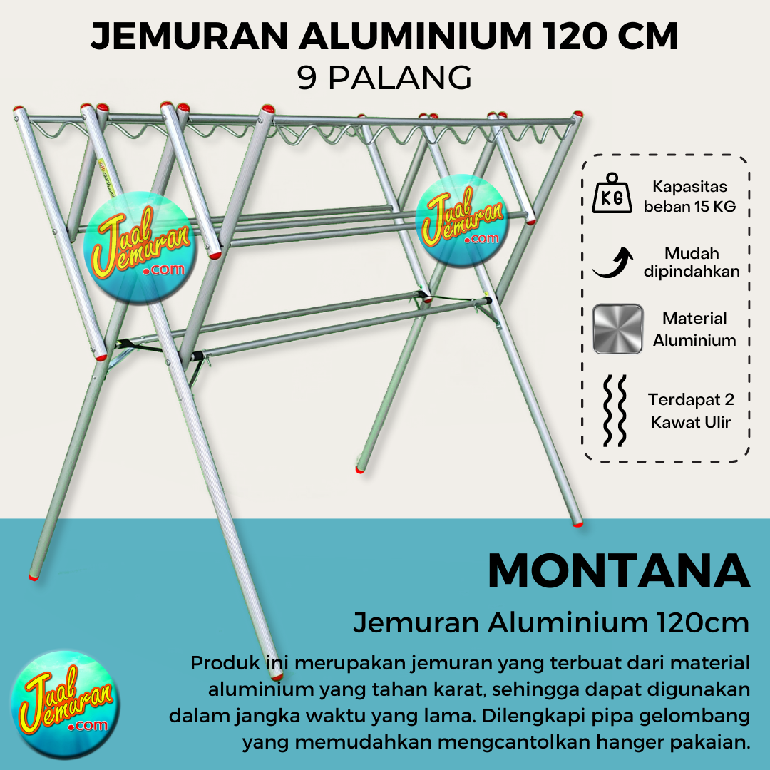 Jemuran Baju Aluminium Lipat Portable 120 cm Cantolan Hanger