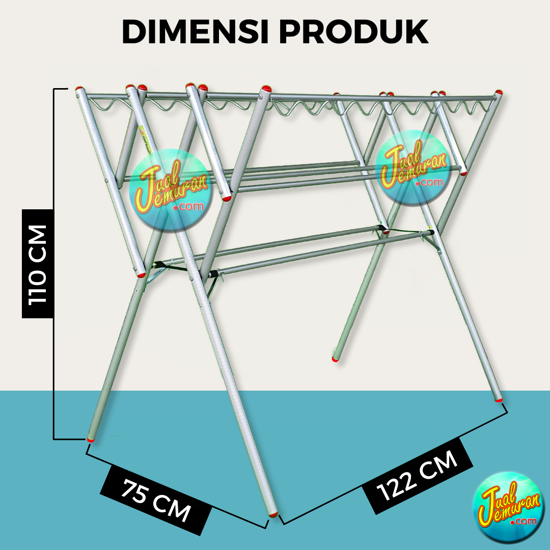 Jemuran Baju Aluminium Lipat Portable 120 cm Cantolan Hanger
