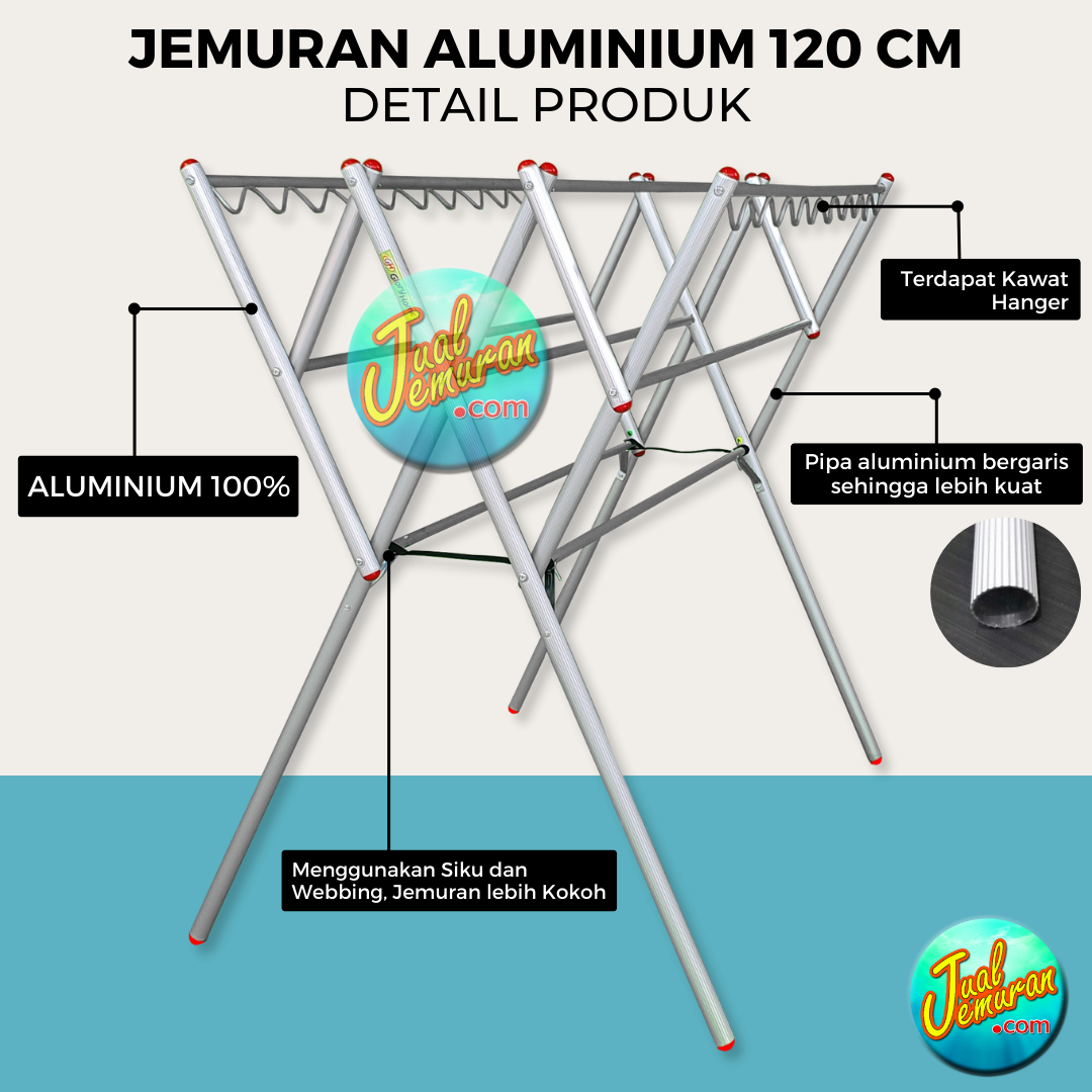Jemuran Baju Aluminium Lipat Portable 120 cm Cantolan Hanger