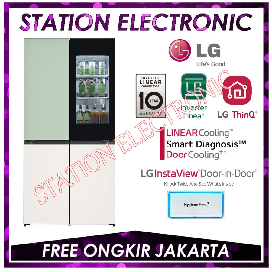 LG GR-A24FQSMB Kulkas Slim Multi-Door InstaView Objet Collection 617L