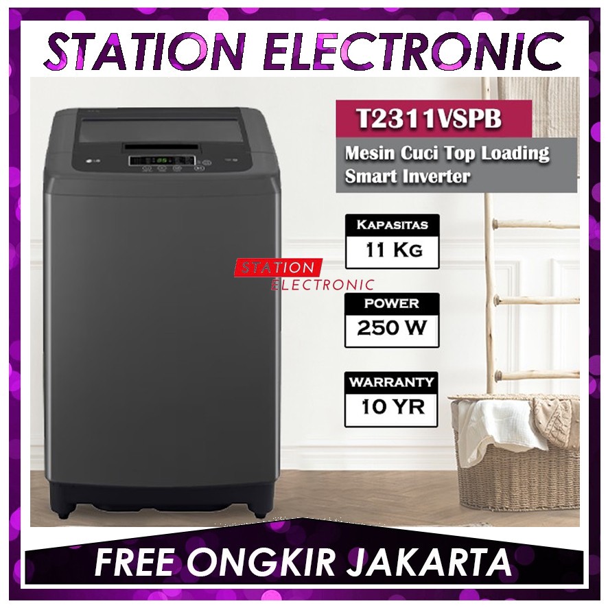 LG T2311VSPB Mesin Cuci Top Loading 11 Kg Smart Inverter T2311