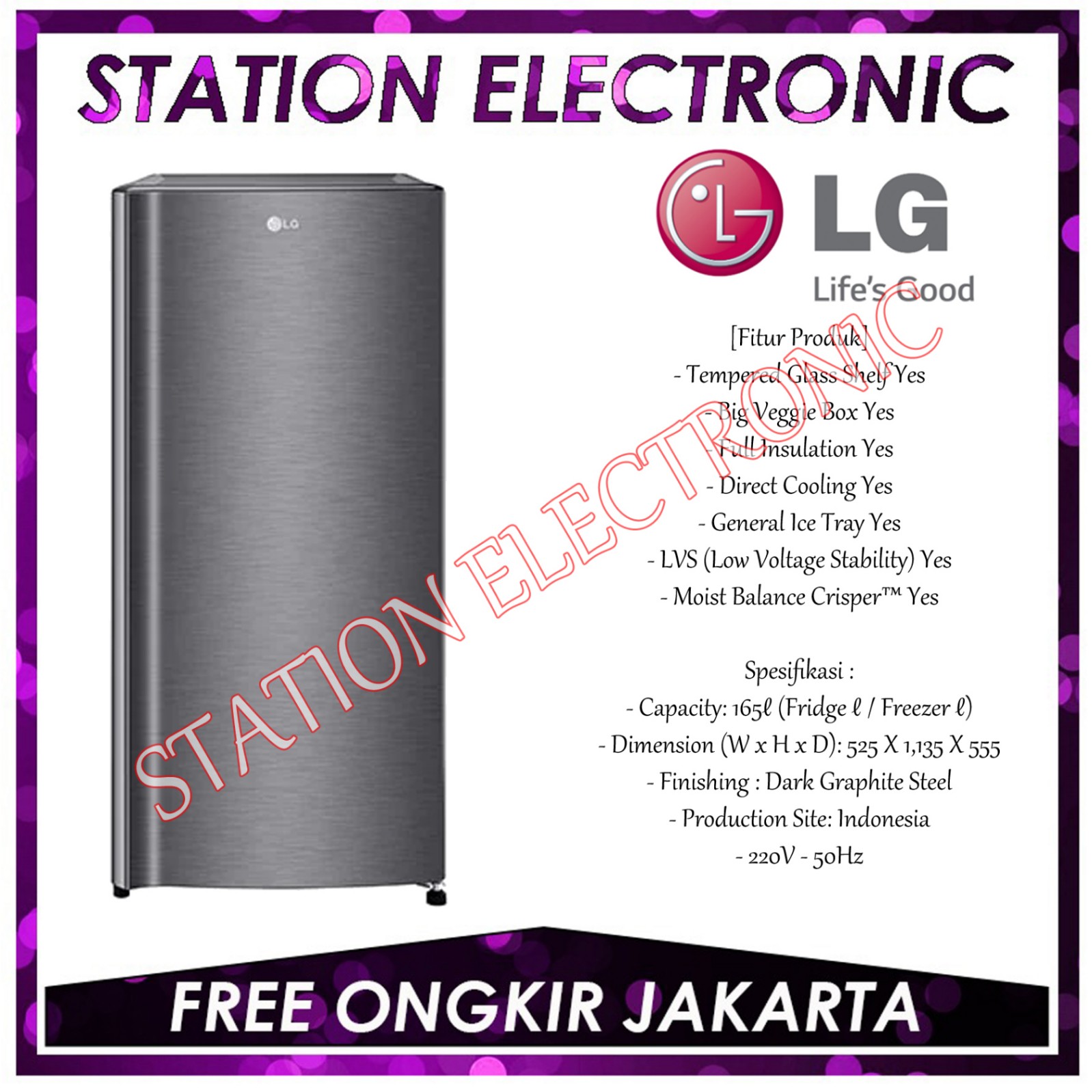 LG Kulkas 1 Pintu 169 Liter GN-Y201 CLD / GN Y201CLD / GNY201CLD 169L