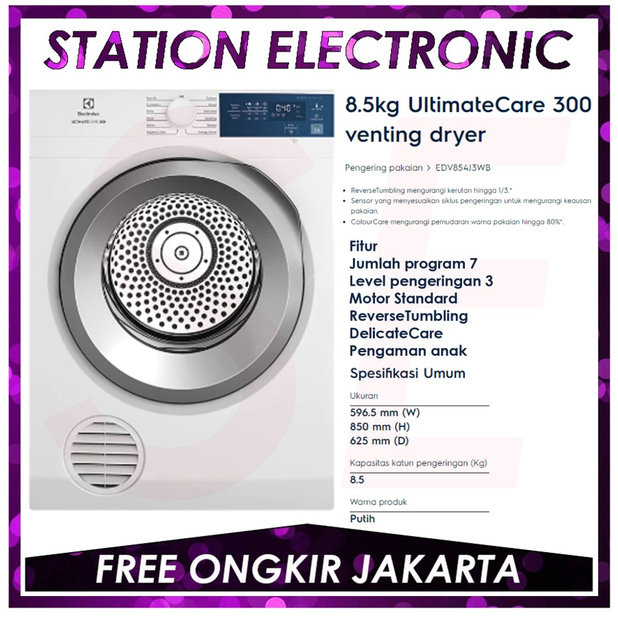 ELECTROLUX EDV854J3WB EDV 854J3WB UltimateCare 300 venting dryer 8.5kg