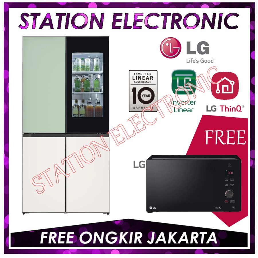 LG GR-A24FQSMB + MH6565DIS Kulkas Slim Multi-Door InstaView