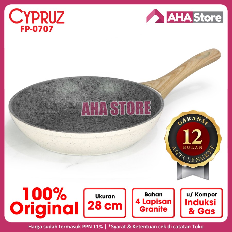 Cypruz Fry Pan Wajan Penggorengan White Granite 28 cm FP0707 FP-0707
