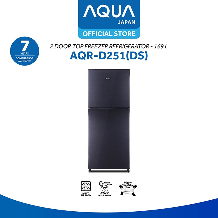 Aqua Kulkas 2 Pintu [169 L] AQR-D251 - Dark Silver