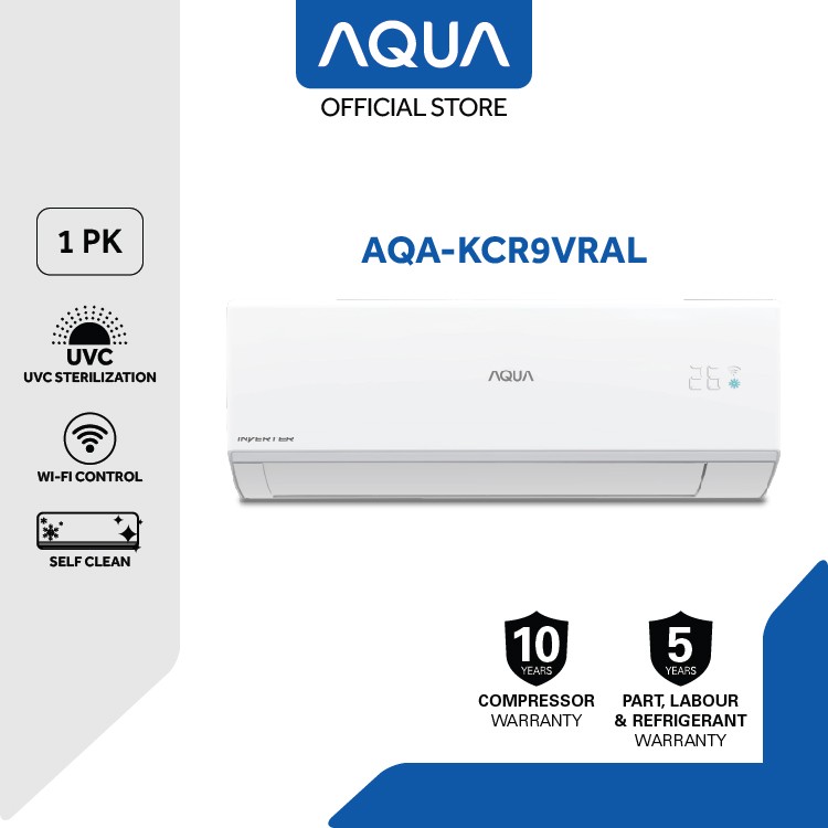 AQUA Elektronik Air Conditioner AC AQA-KCR9VRAL 1 PK Inverter UV COOL