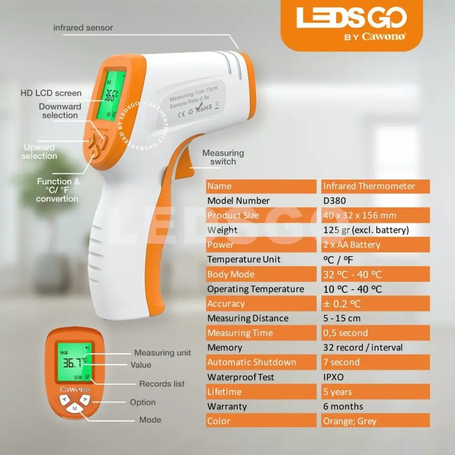 LedsGo Infrared Thermometer Non Contact Digital Thermometer den