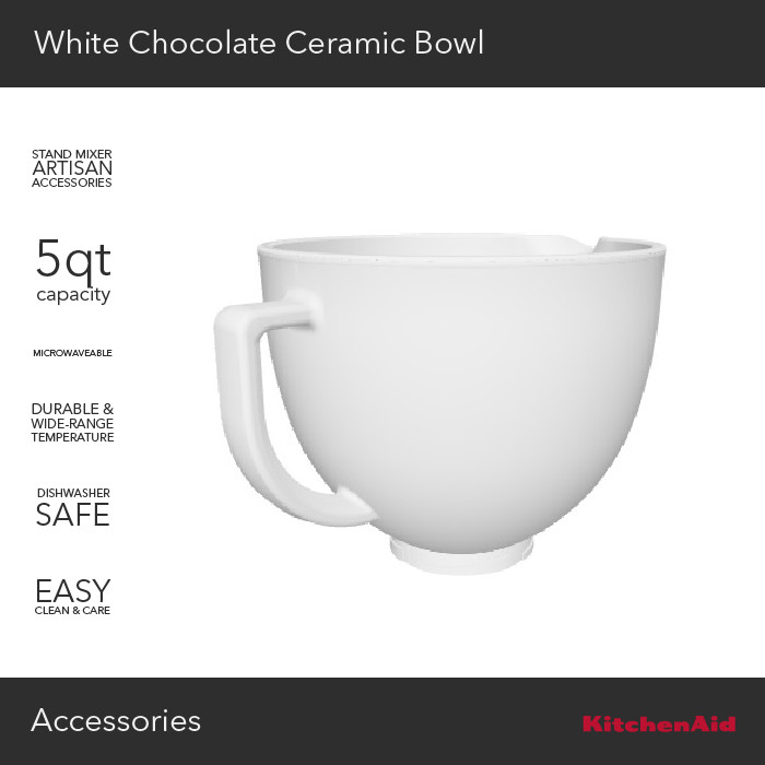 KitchenAid 5 Quart White Chocolate Ceramic Bowl - KSM2CB5LW