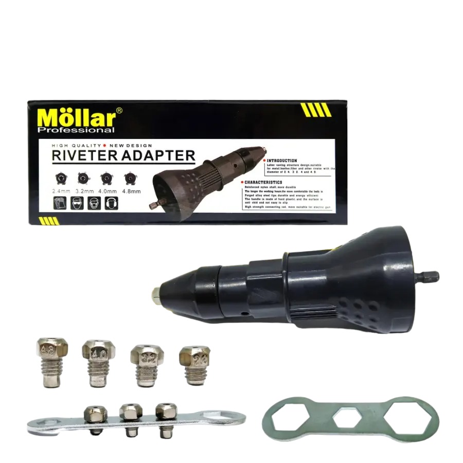 MOLLAR Adaptor Mata Bor Paku Rivet ke Mesin Bor Riveter Adapter Gun