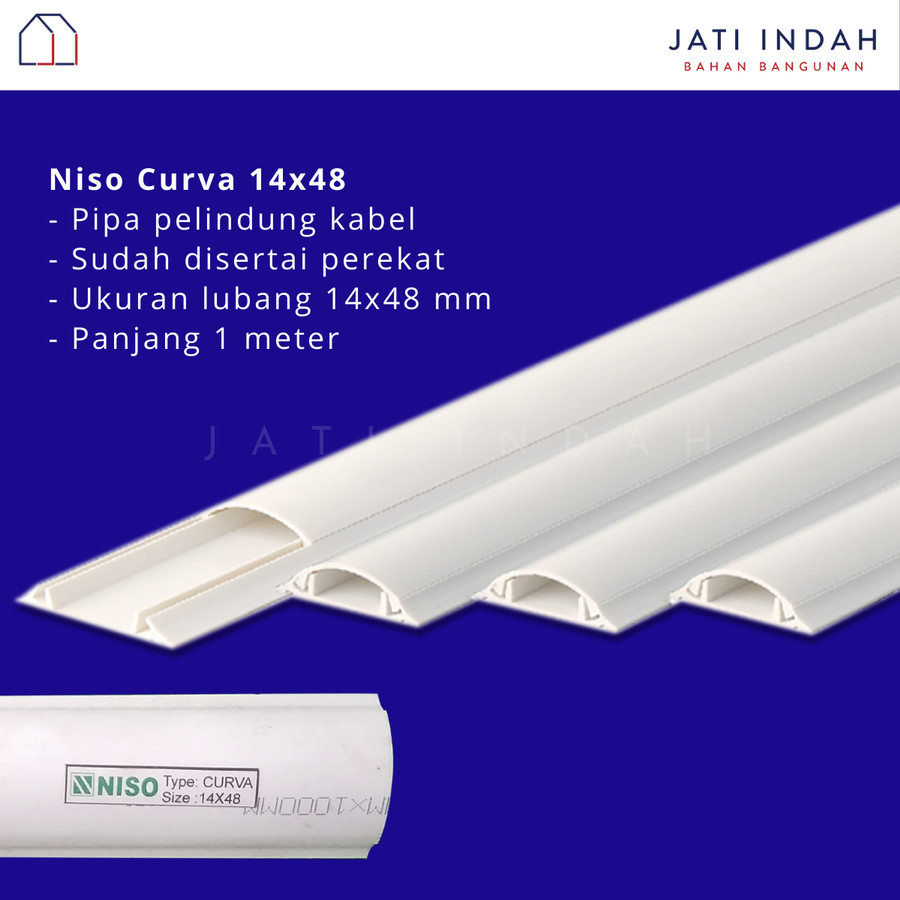 Jual NISO CURVA DUCTING TAPE 14x48 MM / PIPA PENUTUP KABEL LANTAI 1 meter