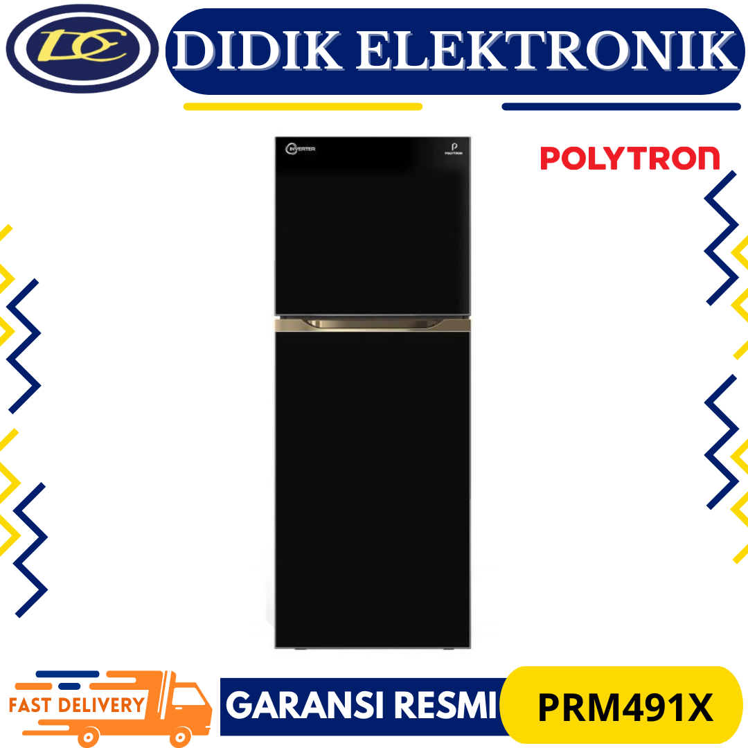 Kulkas Polytron PRM491X 2 Pintu Belleza 350 Liter Inverter PRM 491X
