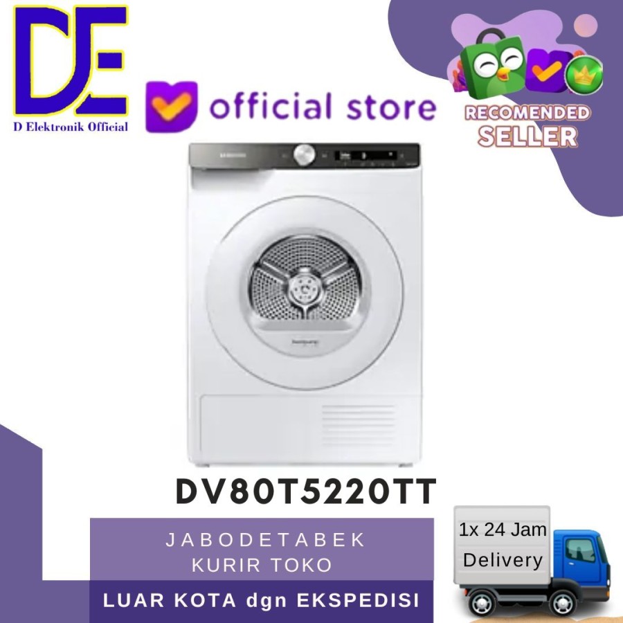 Mesin Dryer Samsung DV80T5220TT/SE 8 KG Heat Pump Dryer 800W DV5000T