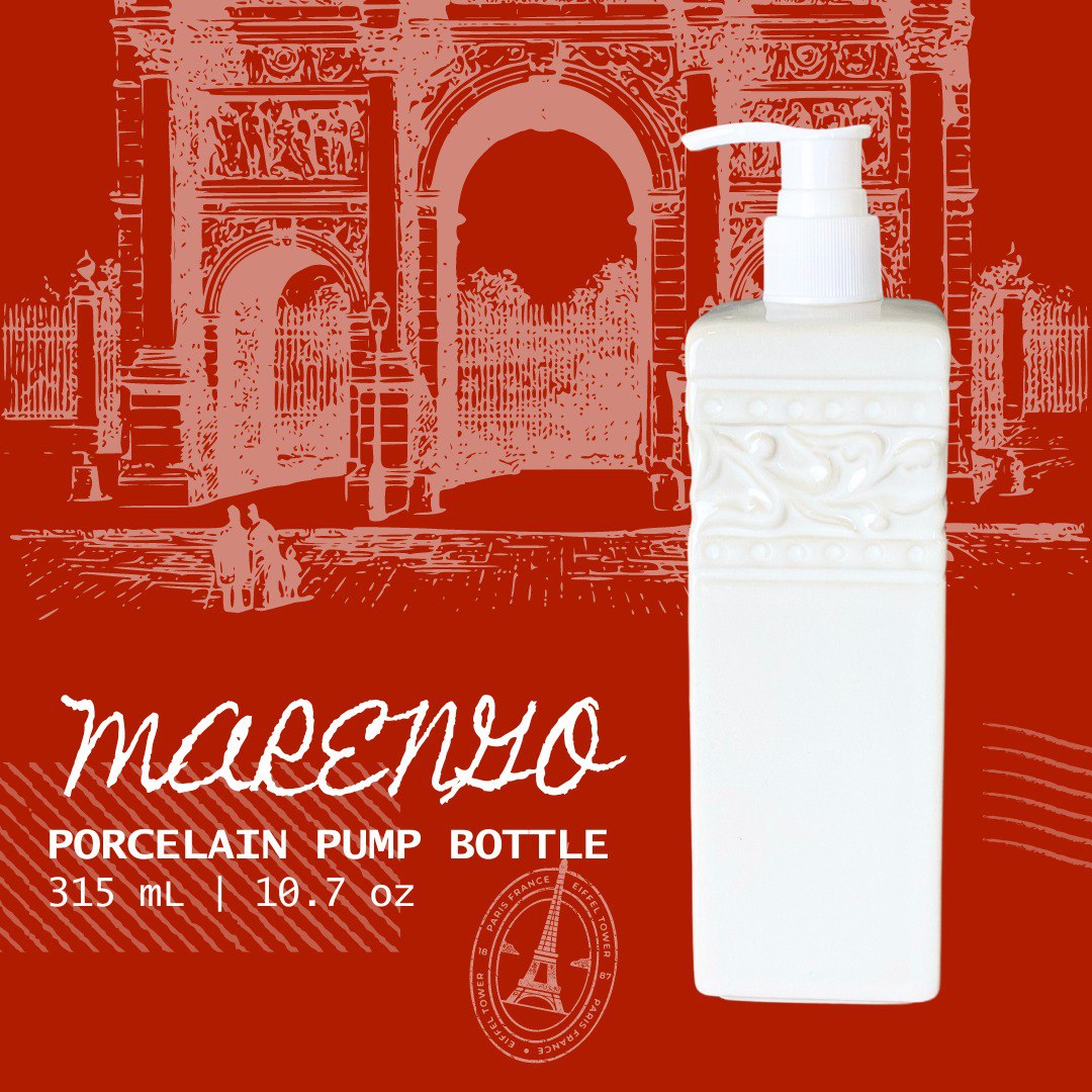 MARENGO Porcelain Pump Bottle | Botol Sabun Lotion Keramik | Botol Pum
