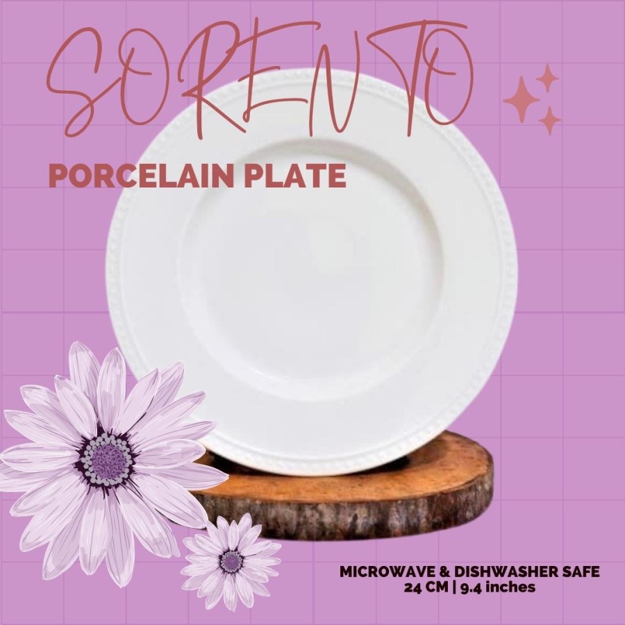 Piring Keramik Sorento 24 cm | Piring Makan Keramik | Piring Porcelain