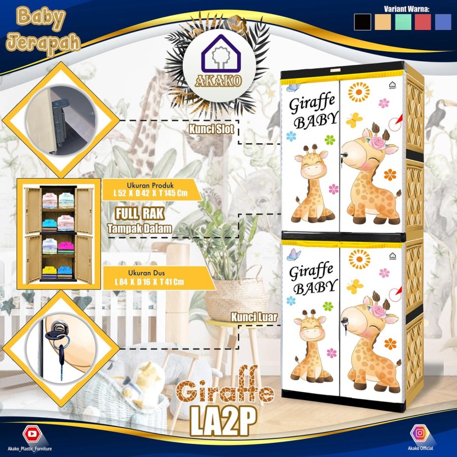 Lemari Plastik Serbaguna - Akako LA2P Cartoon - Girrafe