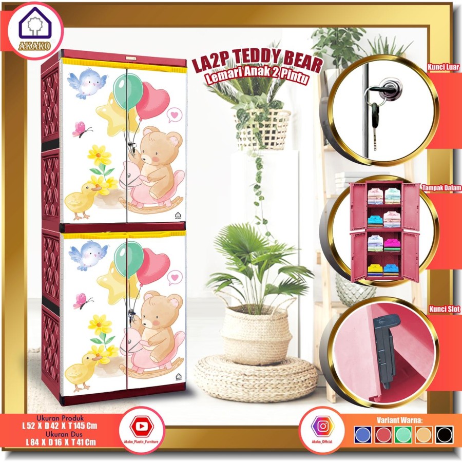 Lemari Plastik Serbaguna - Akako LA2P Cartoon - TeddyBear