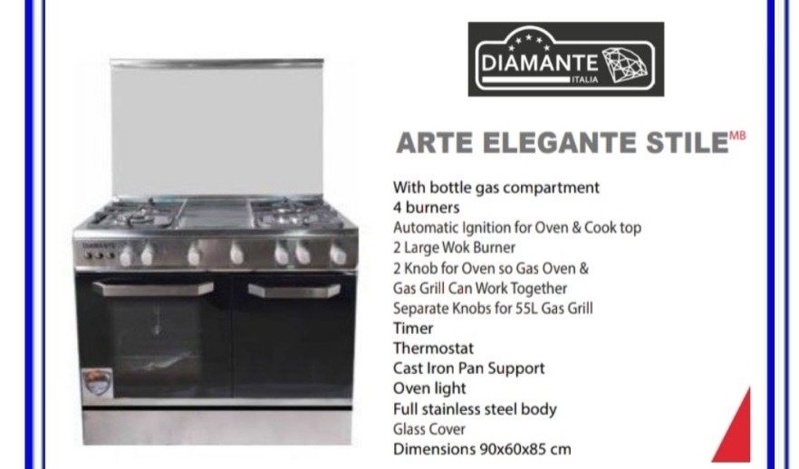 Jual DIAMANTE FREESTANDING COOKER ARTE ELEGANTE STILE LG 4 BURNER