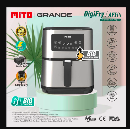 MITO AF 10 Grande Air Fryer DigiFry AF10 Mesin Penggoreng Tanpa Minyak