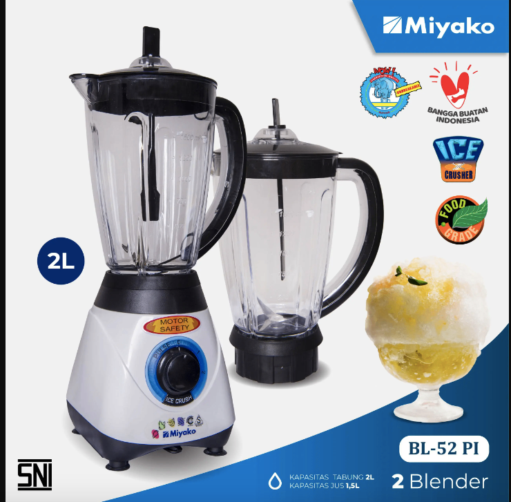 Miyako BL52PI Blender Plastik 2 Gelas BL 52 PI BL 52PI