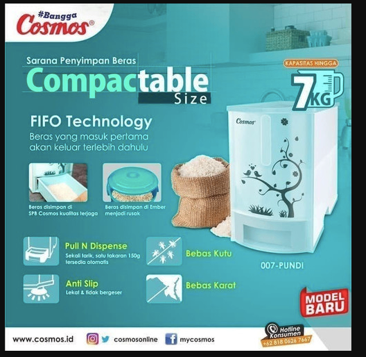Cosmos 007PUNDI 007-PUNDI Rice Box 7 kg FIFO Technology