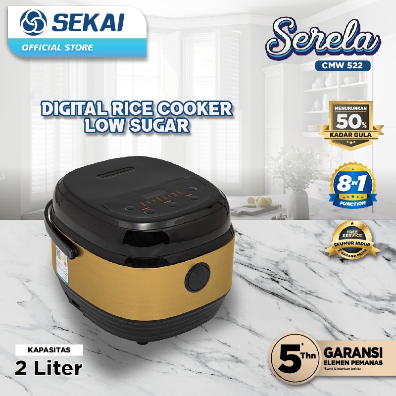 SEKAI Rice Cooker Digital Low Sugar Low Carbo Anti Gemuk 2L - CMW 522