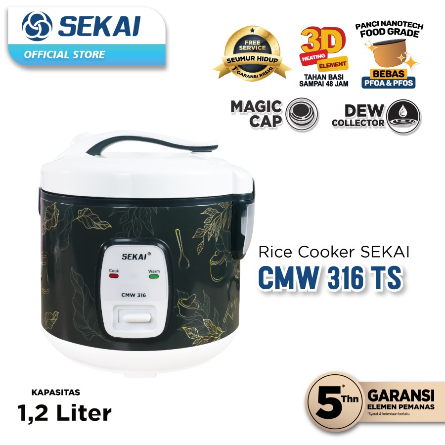 SEKAI Magic Com 1.8 Liter Rice Cooker Tahan Basi CMW 316 TS - 317 WS