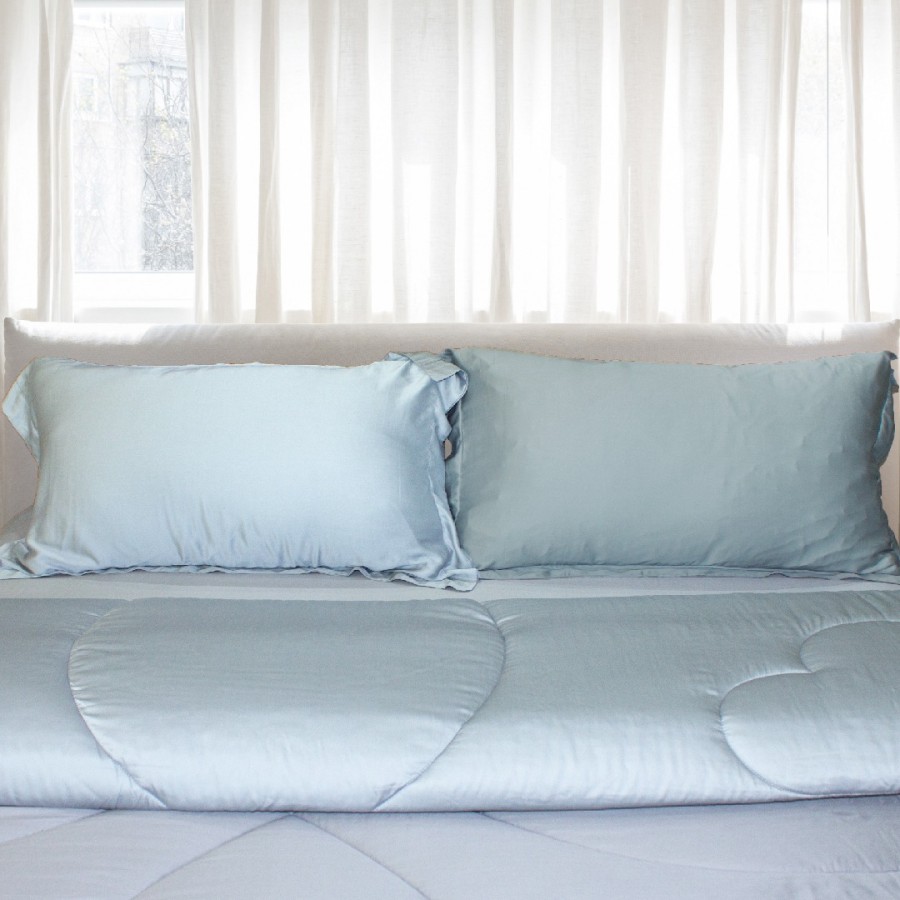 Juliahie POLOS DRAK GREY Tencel Bedsheet / Sprei Set S.Bantal & S.Guling