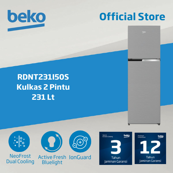 Jual Beko Kulkas 2 pintu 230L Non - Inverter RDNT231I50S Silver