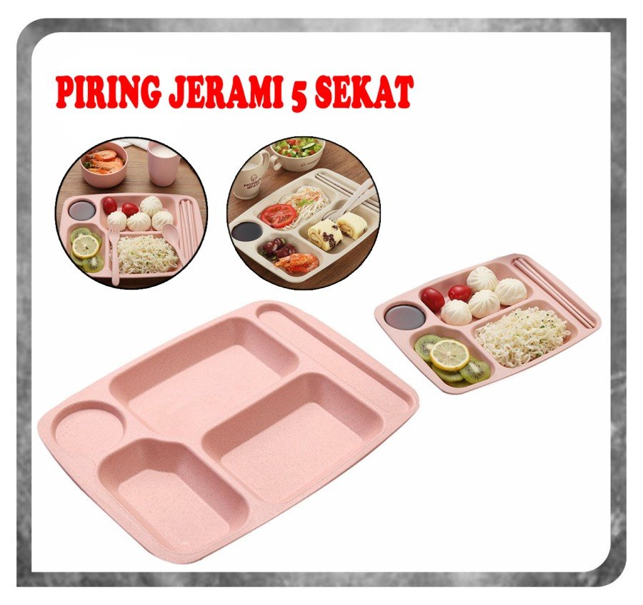 Jual Piring Makan 5 sekat Jerami / Piring Makan Anak Bayi Bahan Jerami
