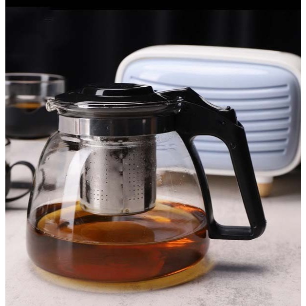 TEKO KACA 900ML Teapot Teko Teh Kopi Kaca dengan Saringan Stainless