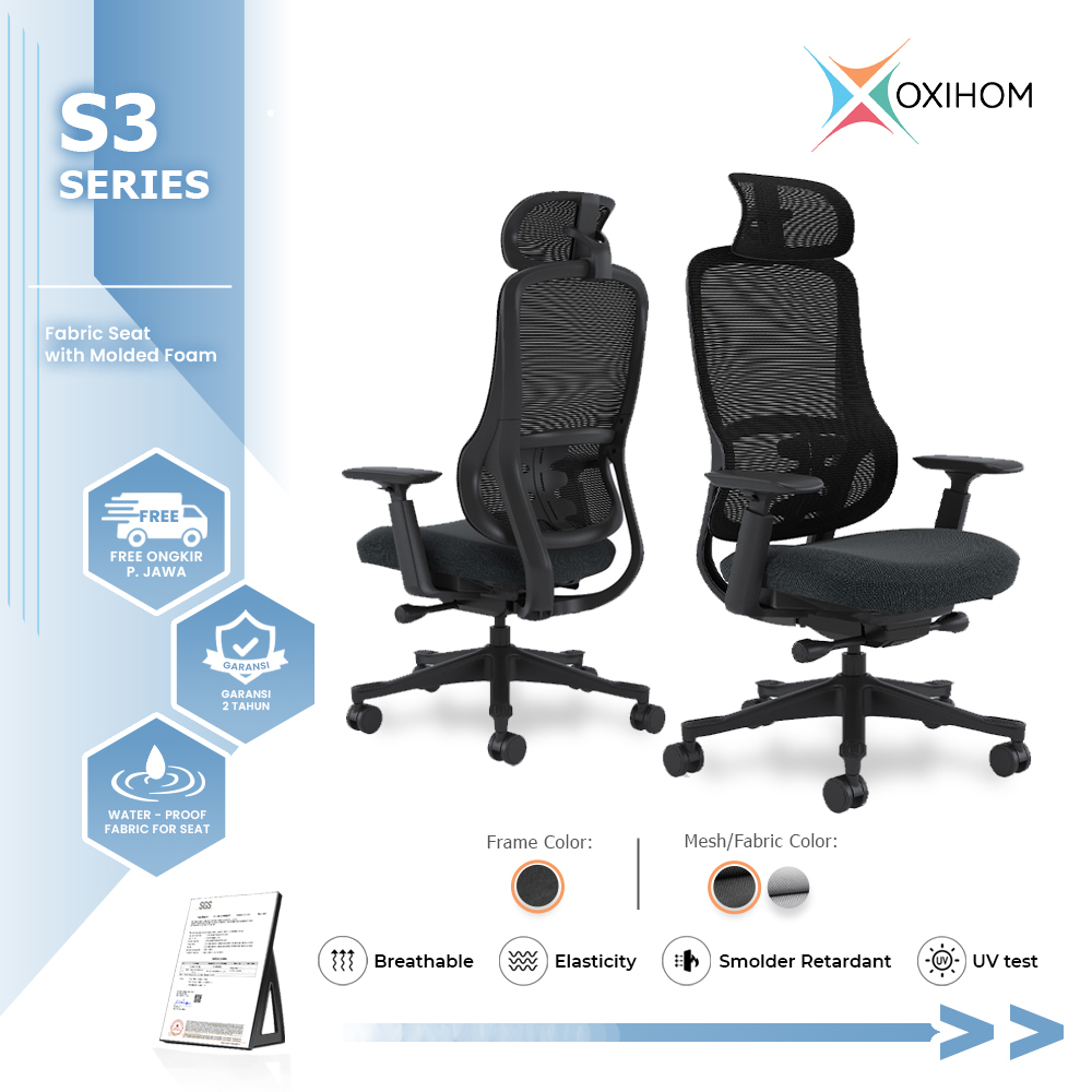 OXIHOM S3 Kursi Mesh Kursi Kantor Kursi Kerja Honeycomb Chair Seat