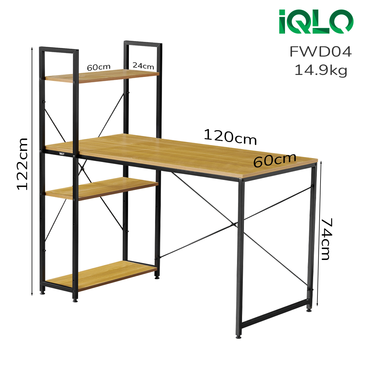 IQLO FWD04 Meja Belajar dengan Rak Meja Kantor Meja Kerja Minimalis