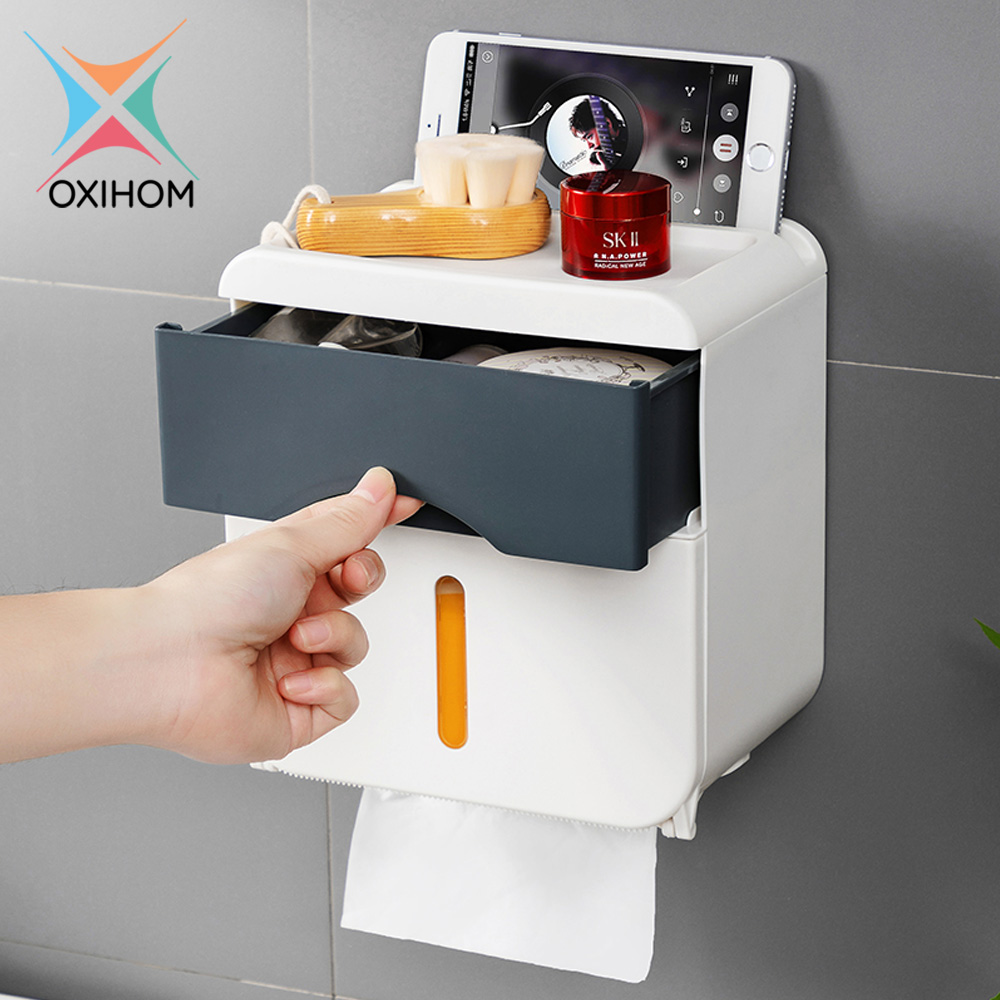 Oxihom Kotak Tempat Tisu Laci Plastik Tempat Tissue Storage Drawer HP