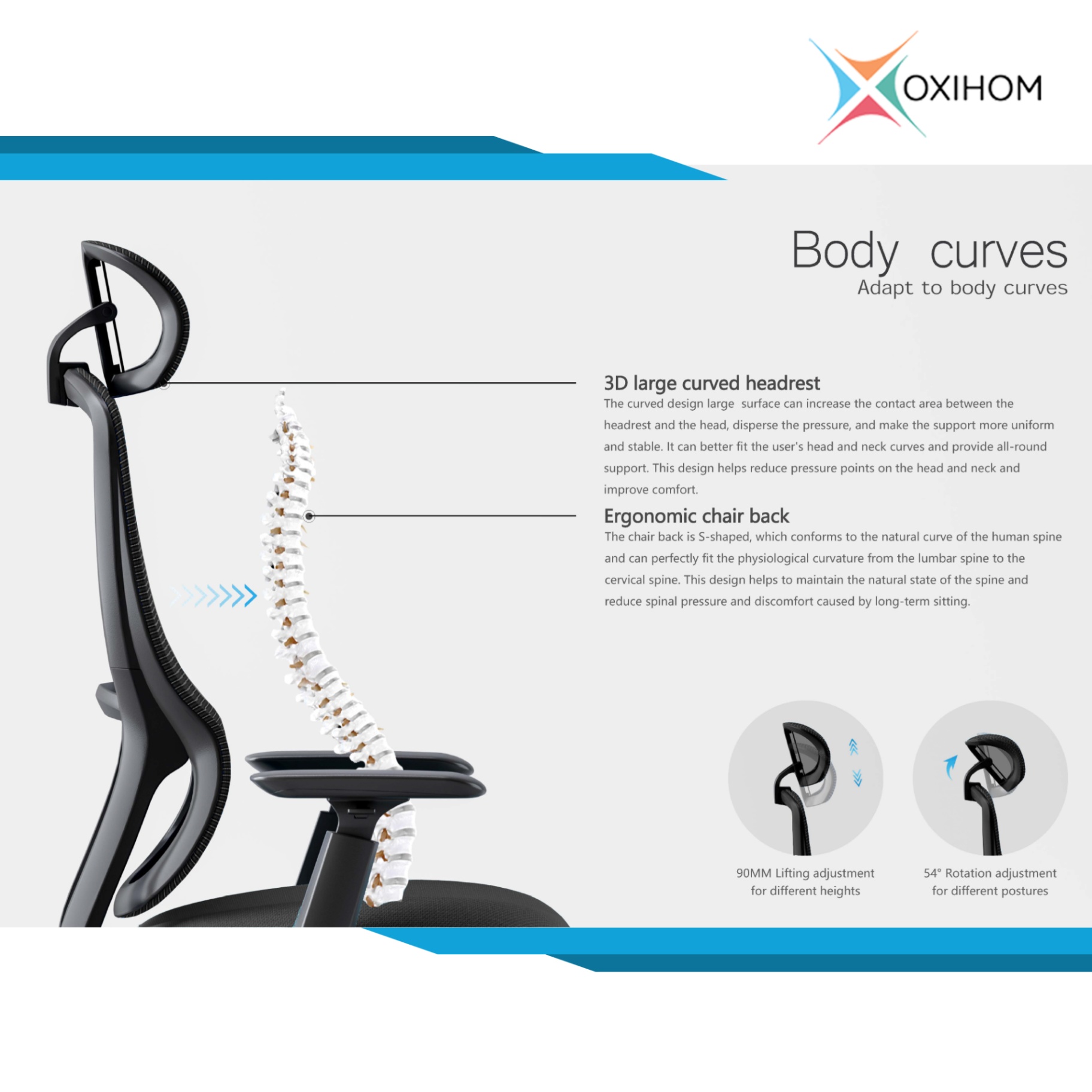 OXIHOM S3 Kursi Mesh Kursi Kantor Kursi Kerja Honeycomb Chair Seat