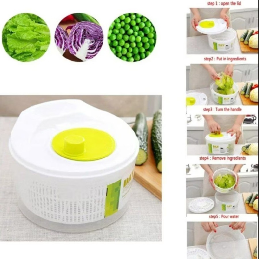 Salad Spinner/ Pengering Peniris Sayuran Putar /Wadah Pengaduk Sayuran