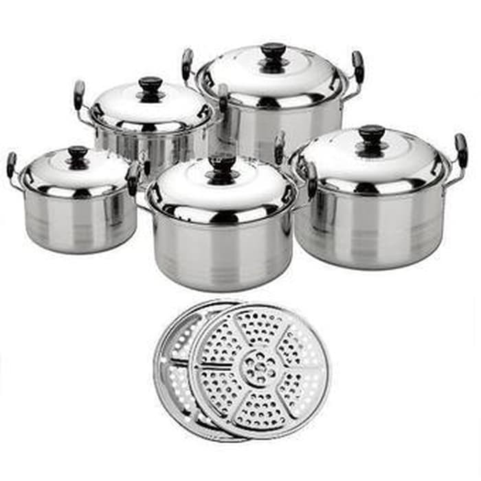 Panci Set Plus Steamer Stainless (5pcs)