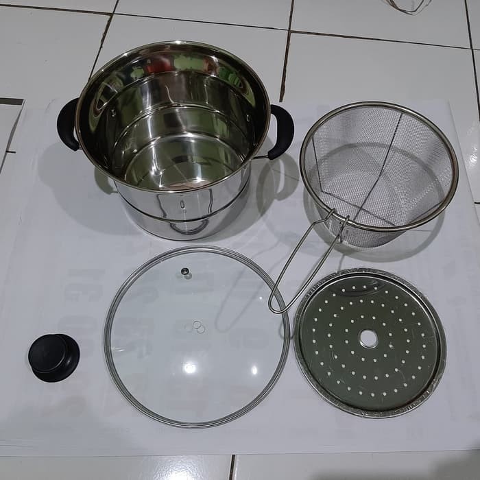 Deep Fryer 22 cm Multifungsi pot 3 in 1 - Stainless/ Panci Multifungsi