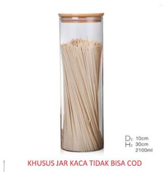 Toples Jar Kaca Borosilicate Glass Spagethi, Macharoni, Sayuran, bubuk, bumbu, Snack 10x30 cm-Tanpa Bubble Wrap