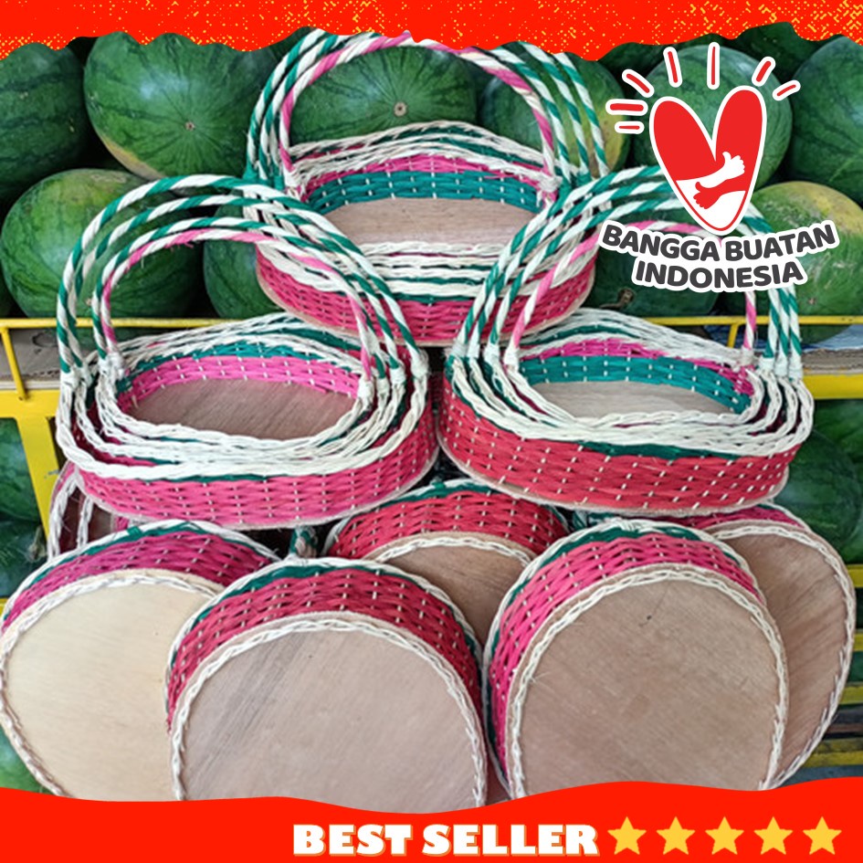 Keranjang Parcel Buah Anyaman Rotan Set isi 3