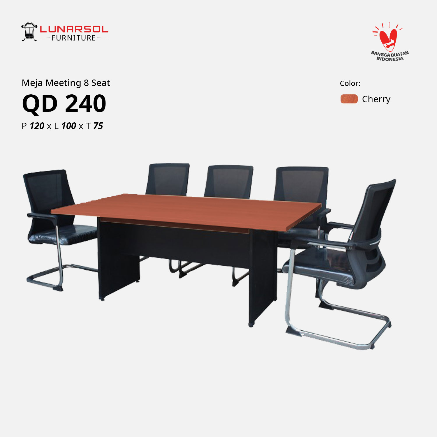 LUNARSOL QD 240 Meja Rapat | Meja Meeting 10 seat 240x100x75 TKDN