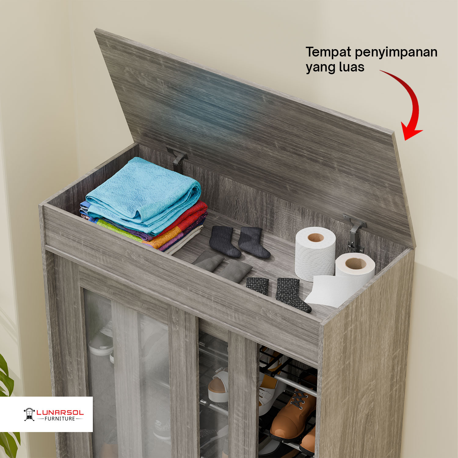 LUNARSOL HUGA 425 Lemari Sepatu | Rak Sepatu Sliding Door