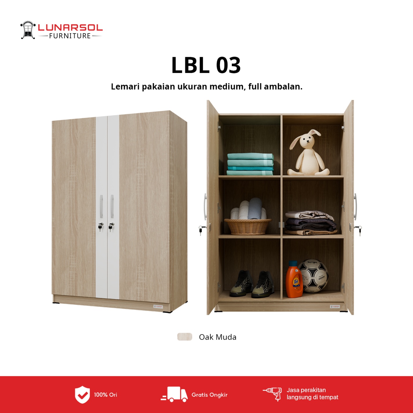 Lemari Pakaian LUNARSOL LBL 03 | Lemari Pakaian Minimalis