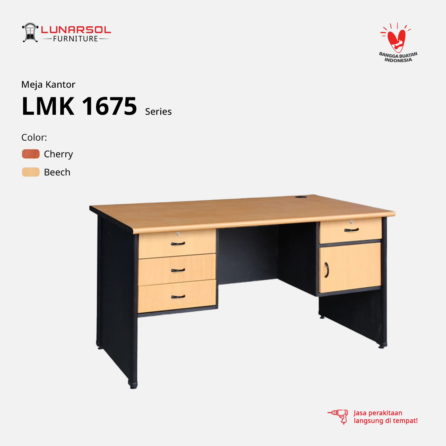 LUNARSOL LMK 1675 Meja Kantor 1 Biro