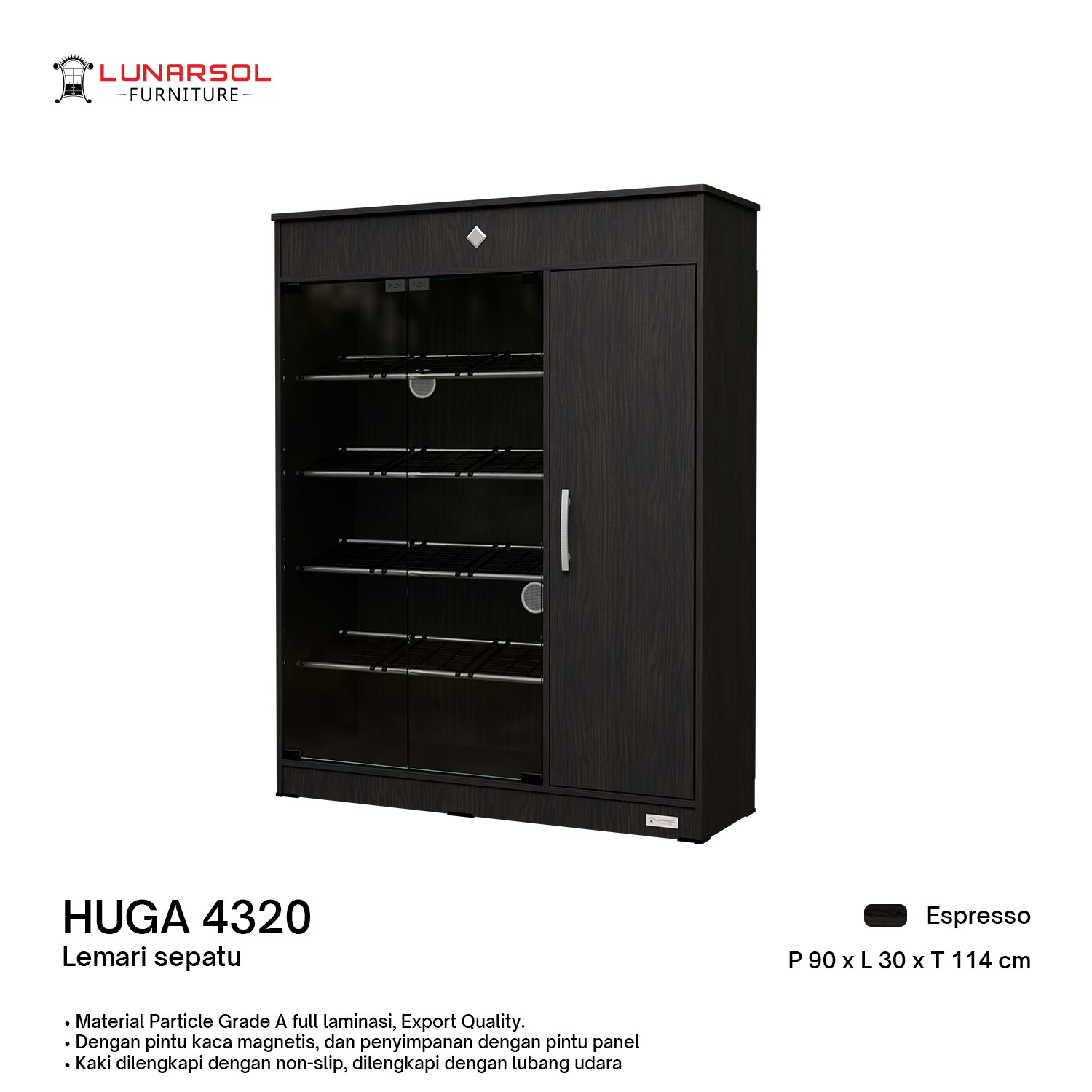 LUNARSOL HUGA 4320 Rak Sepatu Pintu Magnet Rak Sepatu Susun Minimalis
