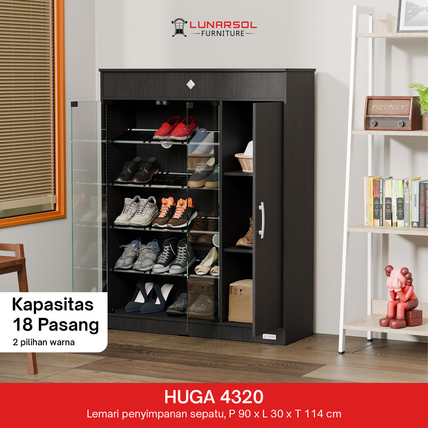 LUNARSOL HUGA 4320 Rak Sepatu Pintu Magnet Rak Sepatu Susun Minimalis