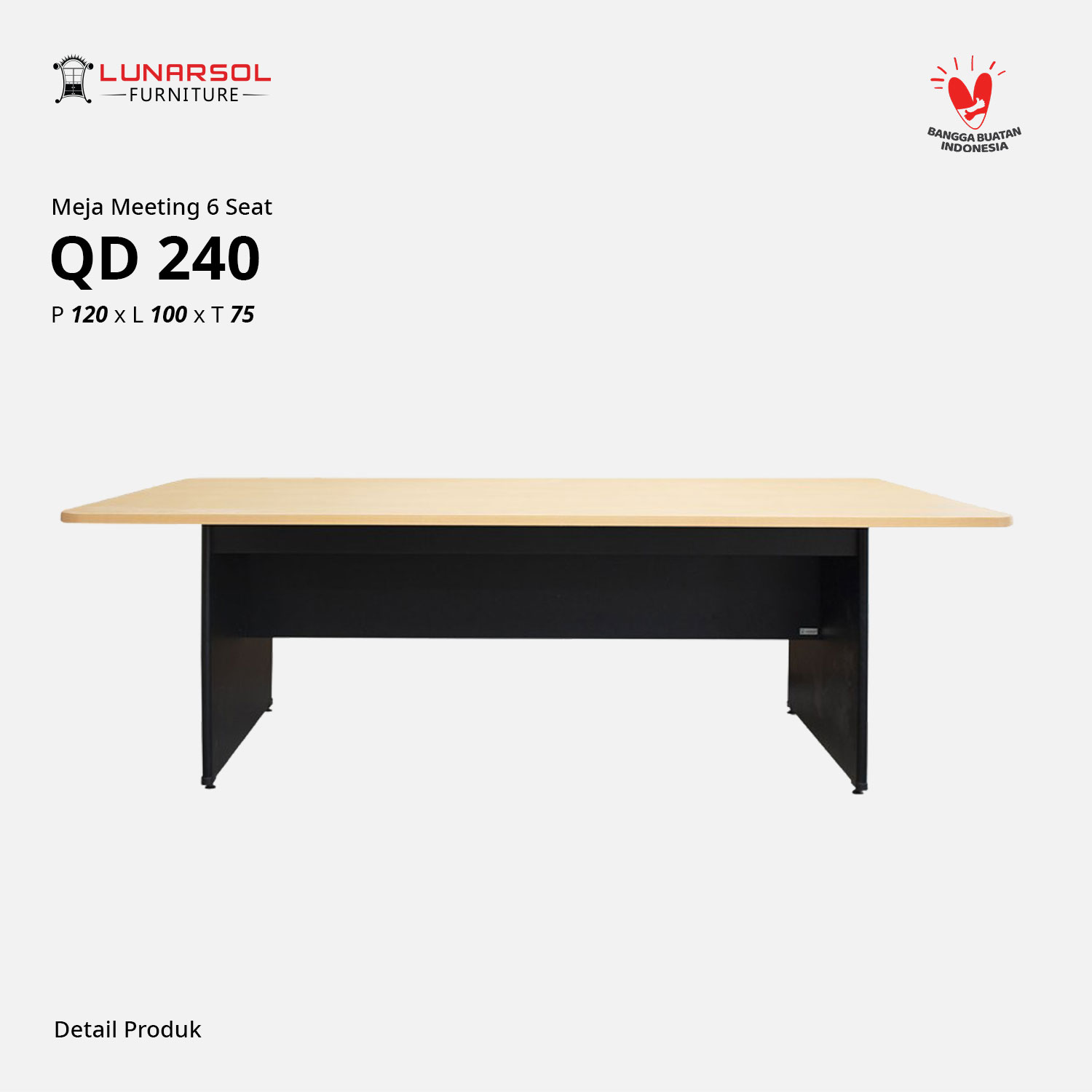 LUNARSOL QD 240 Meja Rapat | Meja Meeting 10 seat 240x100x75 TKDN