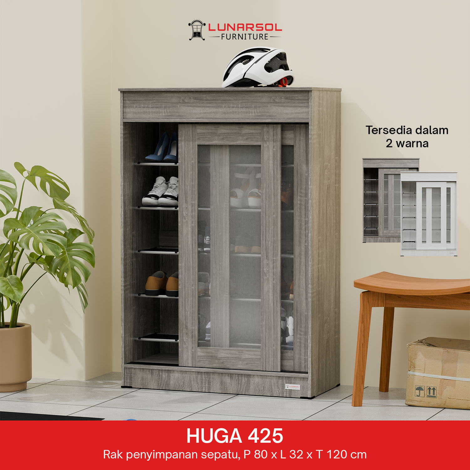 LUNARSOL HUGA 425 Lemari Sepatu | Rak Sepatu Sliding Door