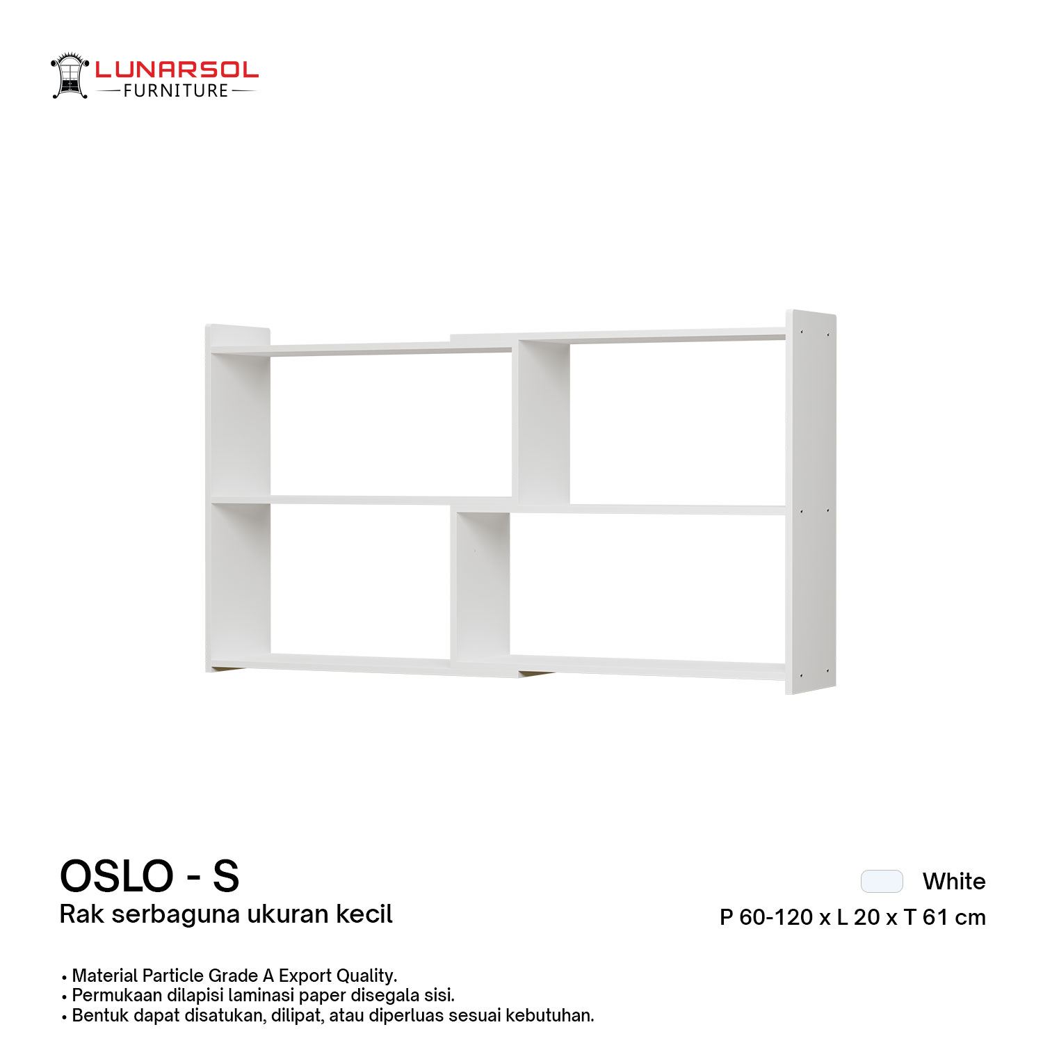 Lunarsol OSLO Rak Sekat Serbaguna | Rak Buku Modular | Rak Buku Sudut