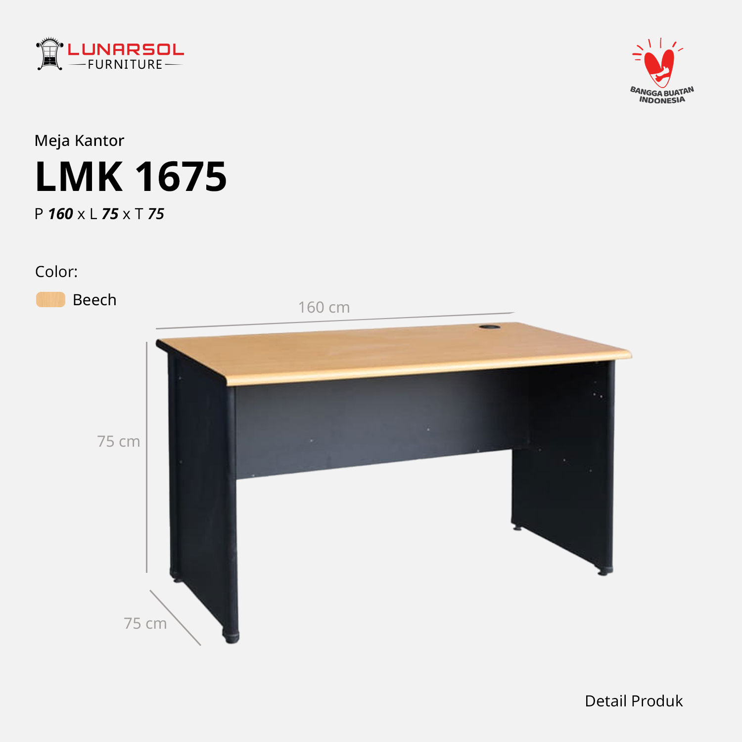 LUNARSOL LMK 1675 Meja Kantor 1 Biro
